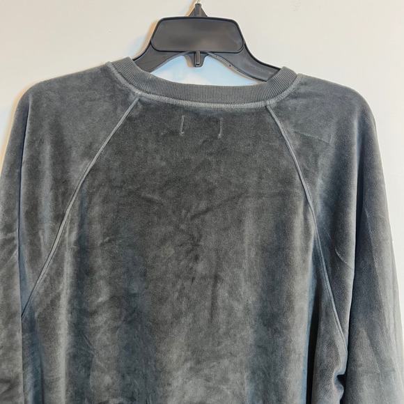 Aerie Womens Charcoal Velour Oversized Sweatshirt Long Sleeve Crew Neck Cozy Top - Picture 7 of 9